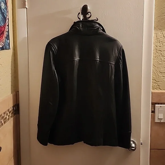 Leather Jacket, black, men's size small